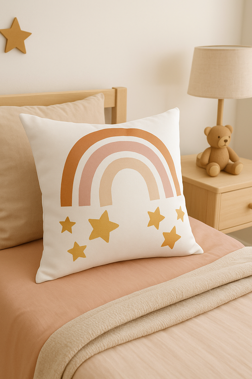 housse de coussin décorative arc-en-ciel et géométrique - vue 2 sur 2