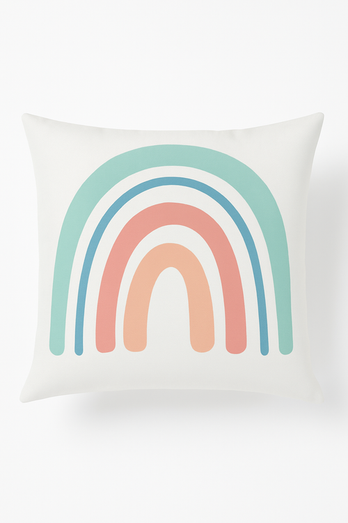 housse de coussin décorative arc-en-ciel et géométrique pour canapé