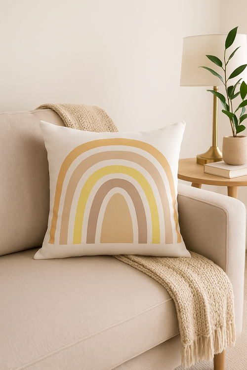 housse de coussin décorative arc-en-ciel et géométrique pour canapé - vue 2 sur 2