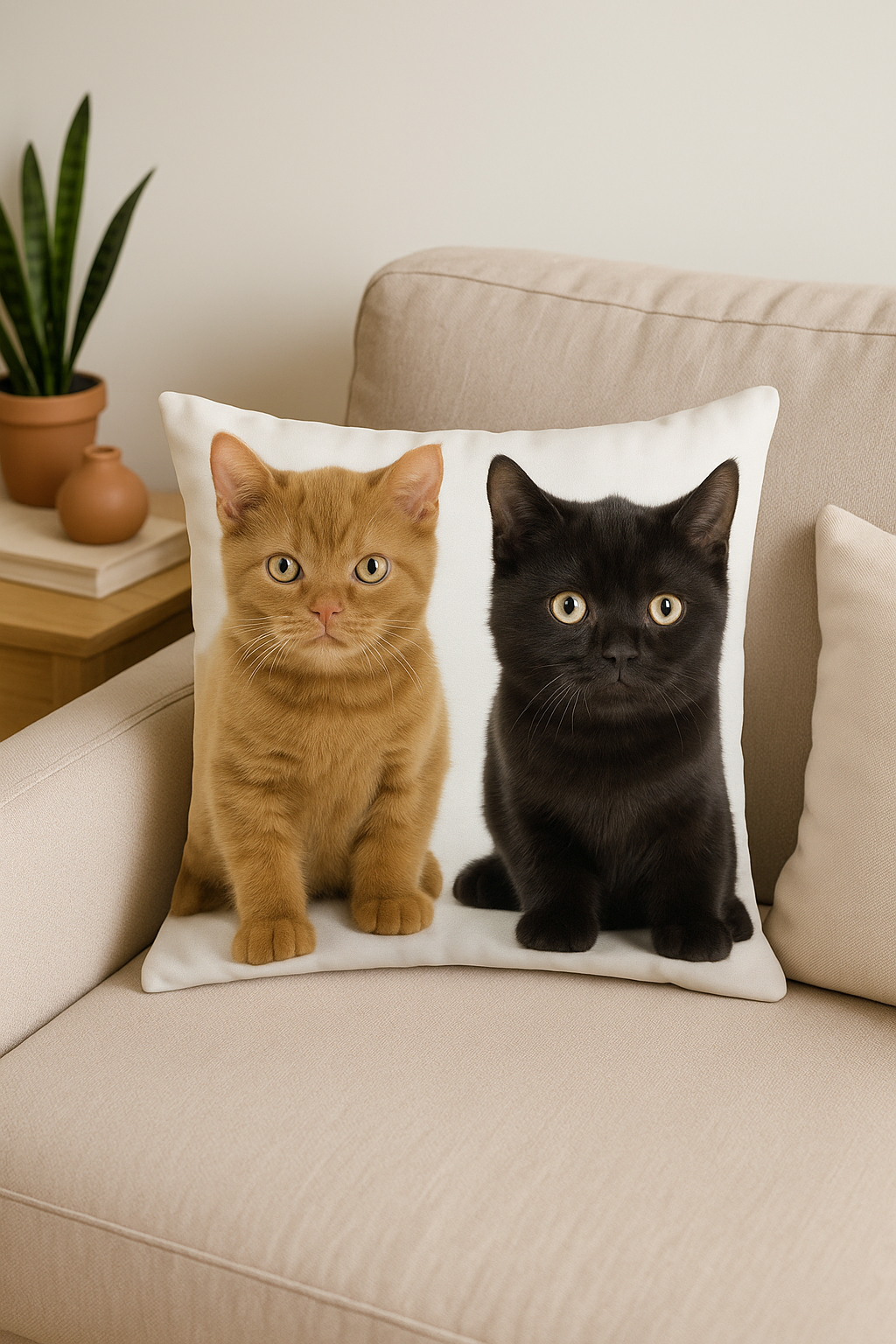 housse de coussin décorative avec motif chat mignon