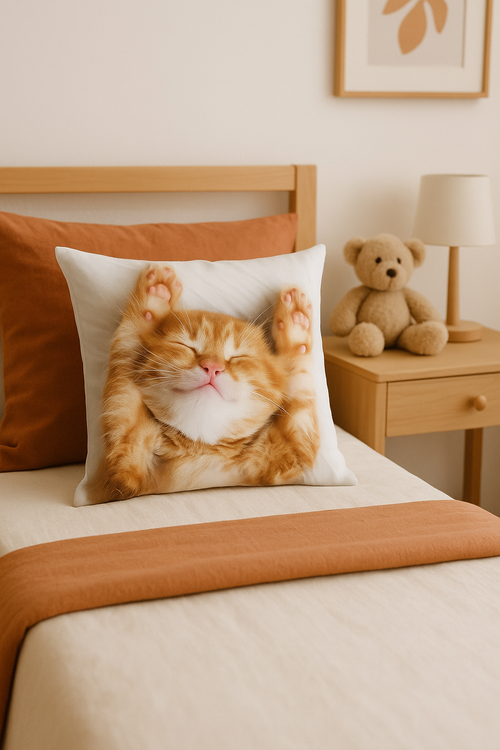 housse de coussin décorative avec motif chat mignon - vue 2 sur 2