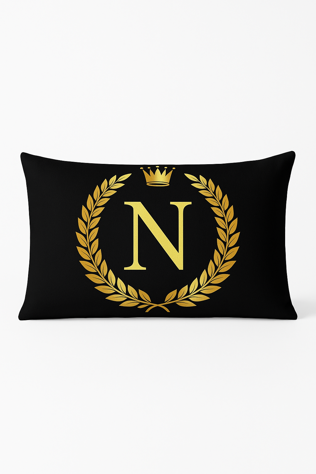 housse de coussin décorative avec motif lettres noires et dorées