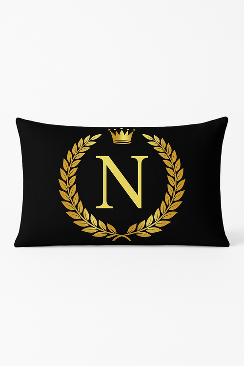 housse de coussin décorative avec motif lettres noires et dorées