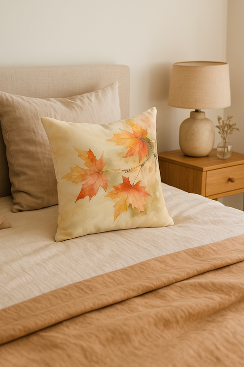 housse de coussin décorative feuilles d'érable automne - vue 2 sur 2