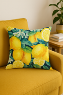 housse de coussin décorative fruits d'été citron orange fraise pastèque