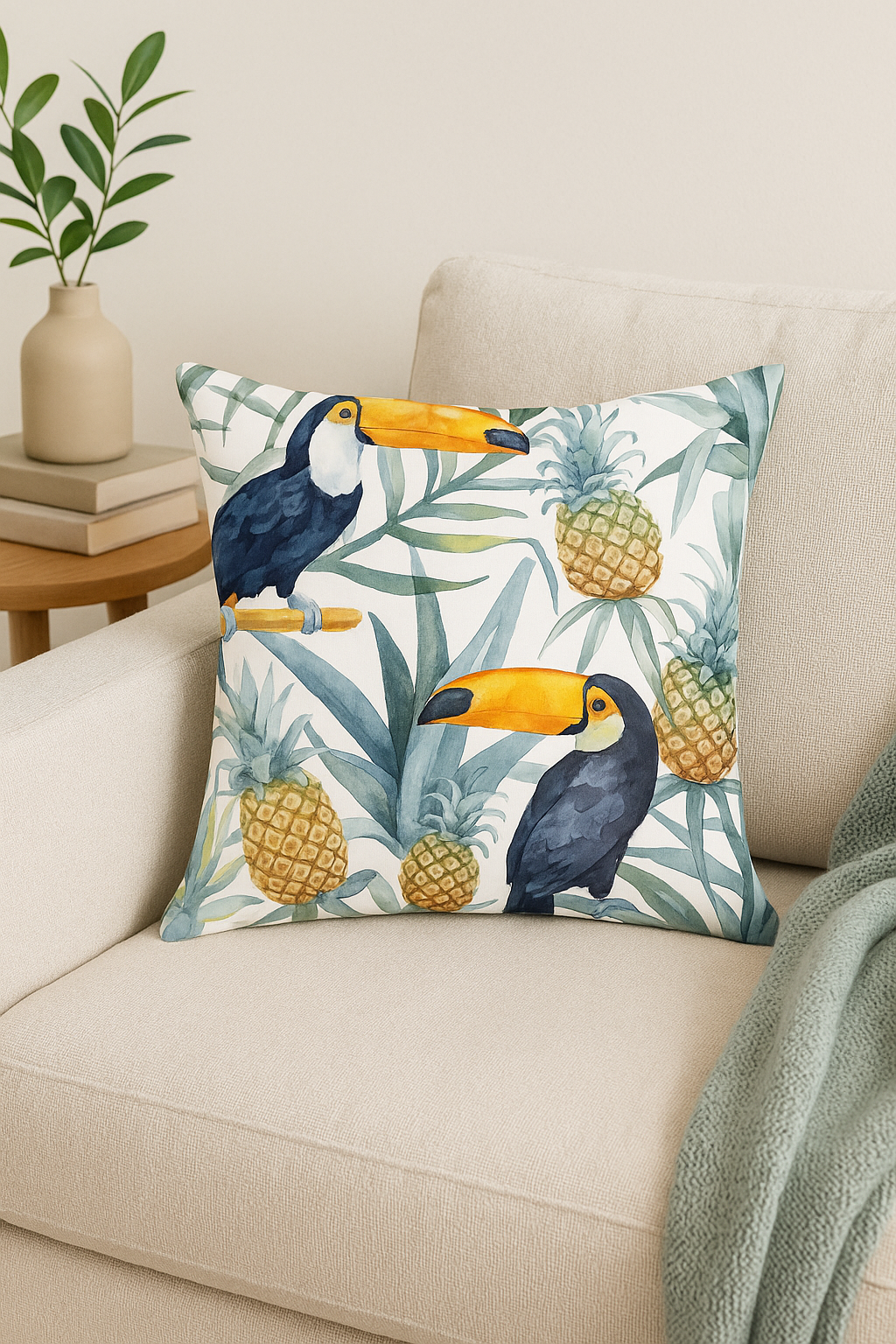 housse de coussin décorative fruits d'été citron orange fraise pastèque