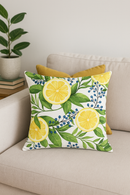 housse de coussin décorative fruits d'été citron orange pastèque fraise