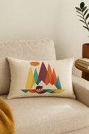 housse de coussin décorative géométrique arc-en-ciel et végétale