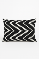 housse de coussin décorative géométrique noir et jaune 30 x 50 cm