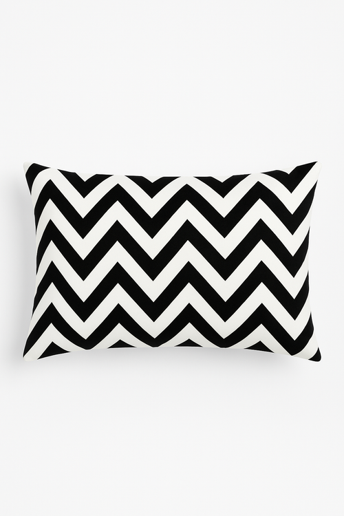 housse de coussin décorative géométrique noir et jaune 30 x 50 cm
