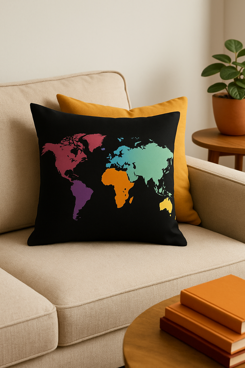 housse de coussin décorative géométrique noir rouge - vue 2 sur 2