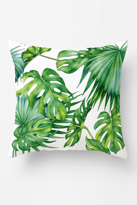 housse de coussin décorative motif cactus et plantes tropicales