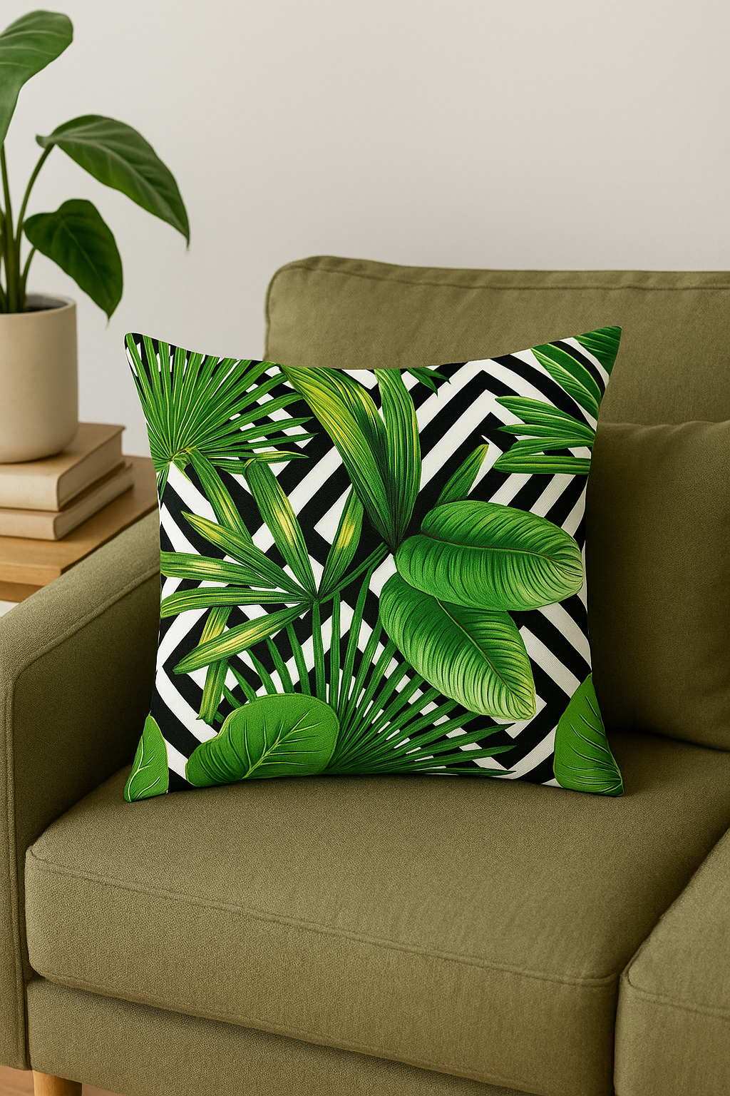 housse de coussin décorative motif cactus et plantes tropicales - vue 3 sur 2