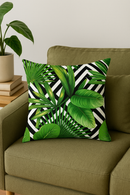 housse de coussin décorative motif cactus et plantes tropicales