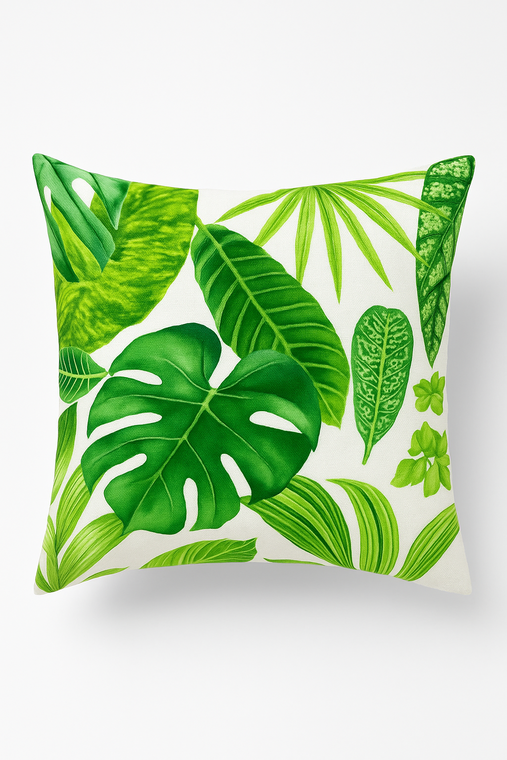 housse de coussin décorative motif cactus et plantes tropicales