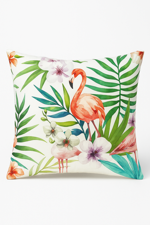 housse de coussin décorative motif cactus et plantes tropicales
