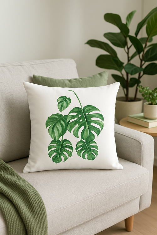 housse de coussin décorative motif cactus et plantes tropicales - vue 2 sur 2