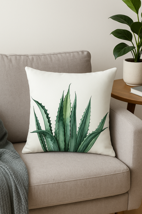 housse de coussin décorative motif cactus et plantes tropicales - vue 2 sur 2