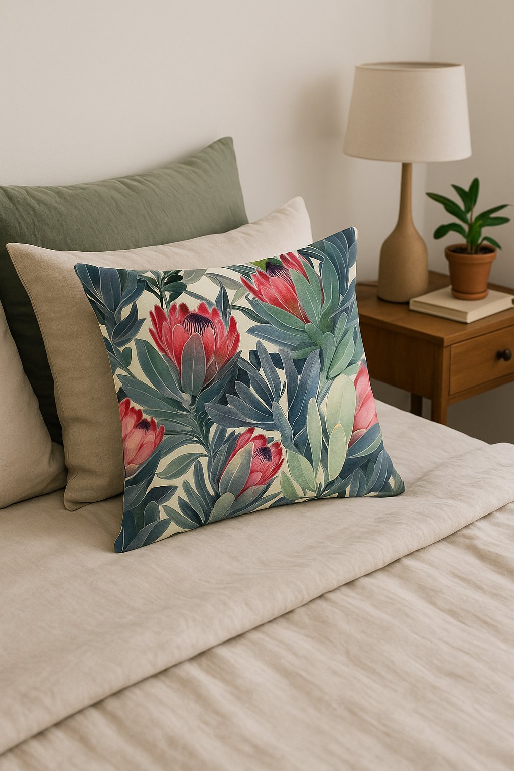 housse de coussin décorative motif cactus et tropical - vue 3 sur 2