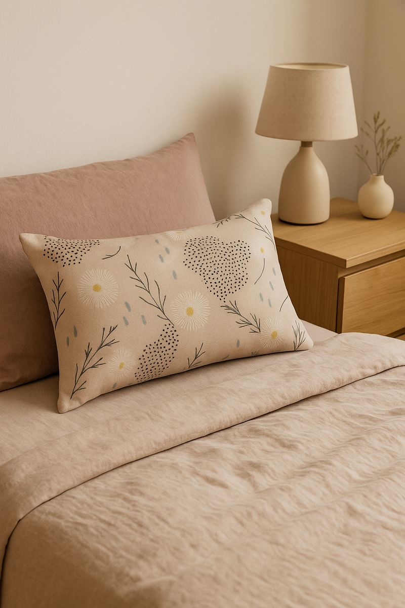 housse de coussin décorative motif feuilles de tournesol