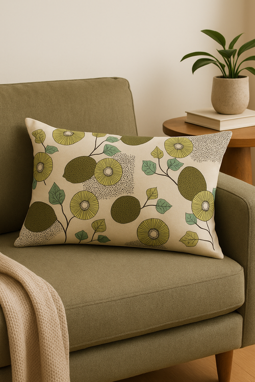 housse de coussin décorative motif feuilles de tournesol - vue 2 sur 2