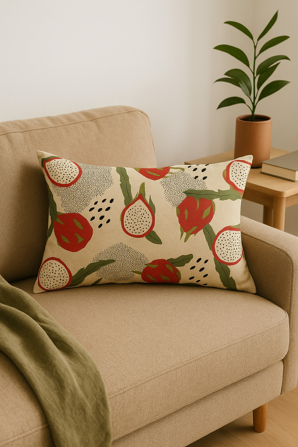 housse de coussin décorative motif feuilles de tournesol - vue 2 sur 2