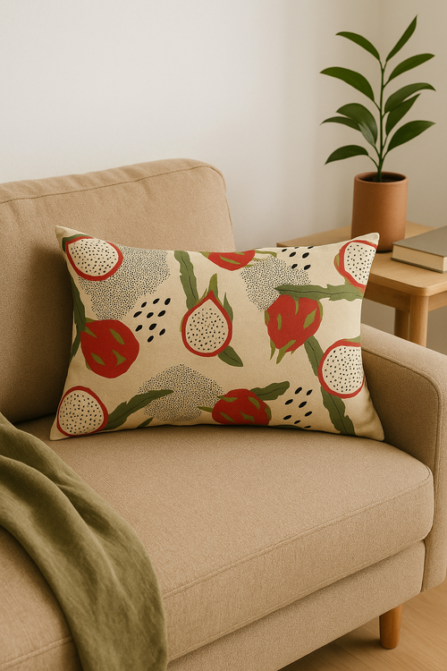 housse de coussin décorative motif feuilles de tournesol - vue 2 sur 2