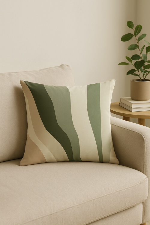 housse de coussin décorative motif floral vert abstrait - vue 2 sur 2