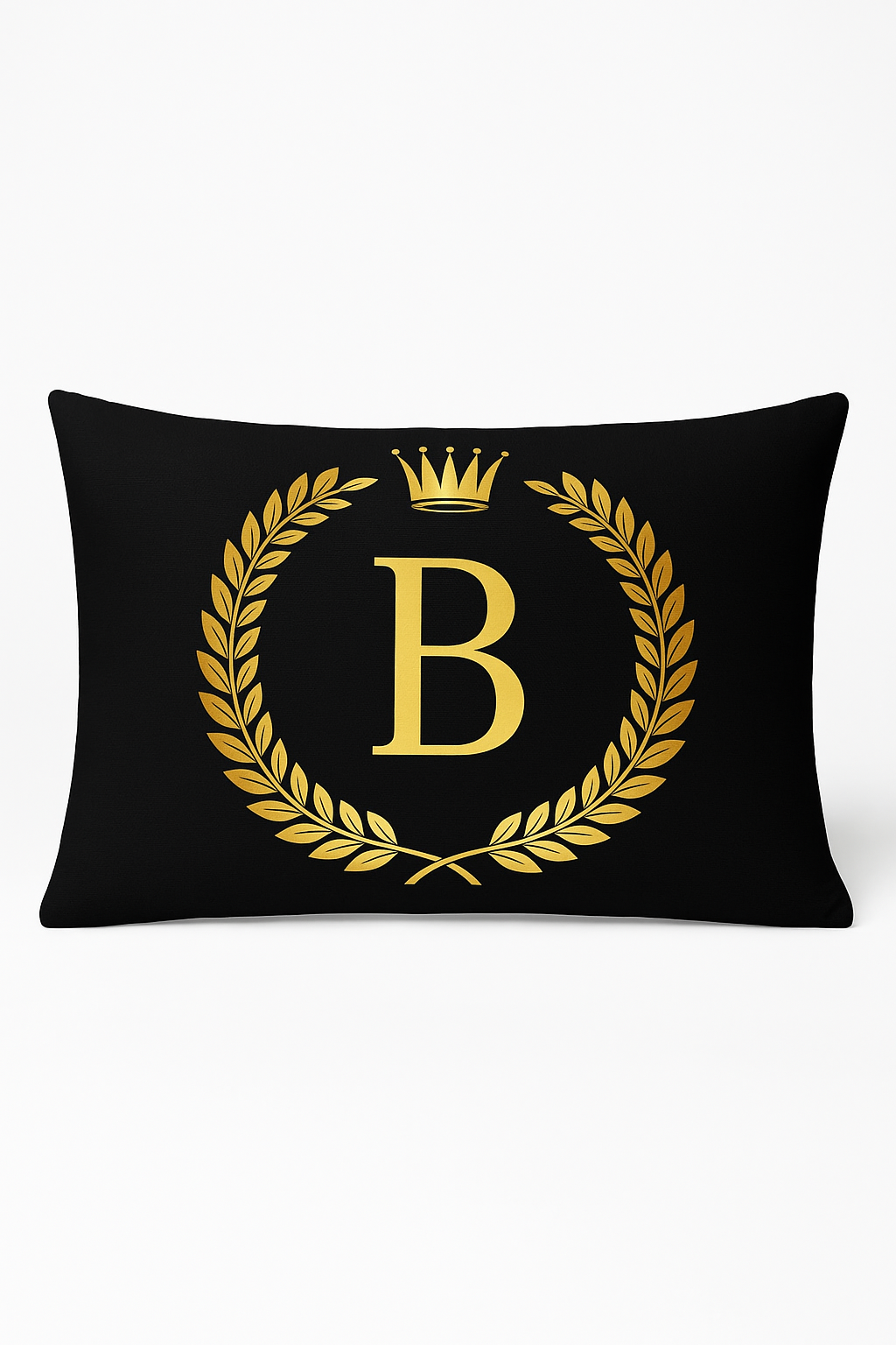 housse de coussin décorative motif lettres noires et dorées