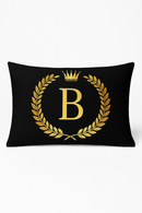 housse de coussin décorative motif lettres noires et dorées