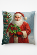 housse de coussin décorative motif noël père noël et cloches