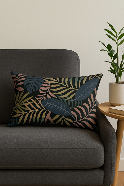 housse de coussin décorative motifs tropicales vertes 30 x 50 cm - vue 2 sur 2