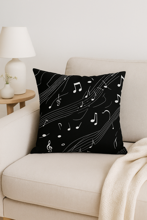 housse de coussin décorative notes de musique pour canapé et chambre
