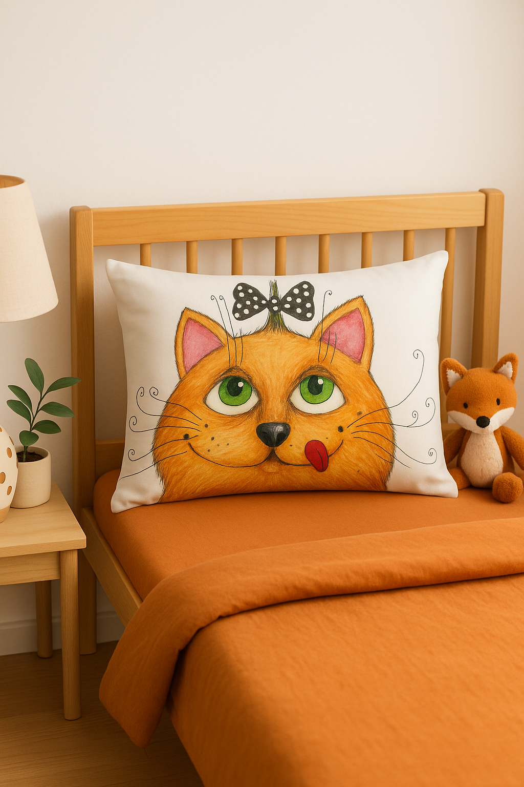 housse de coussin décorative petits animaux chiot chat - vue 3 sur 2