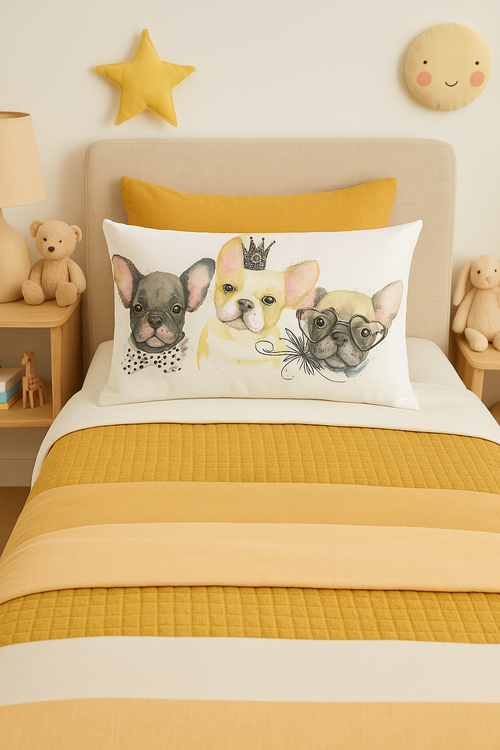 housse de coussin décorative petits animaux chiot chat