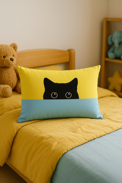 housse de coussin décorative petits animaux chiot et chat