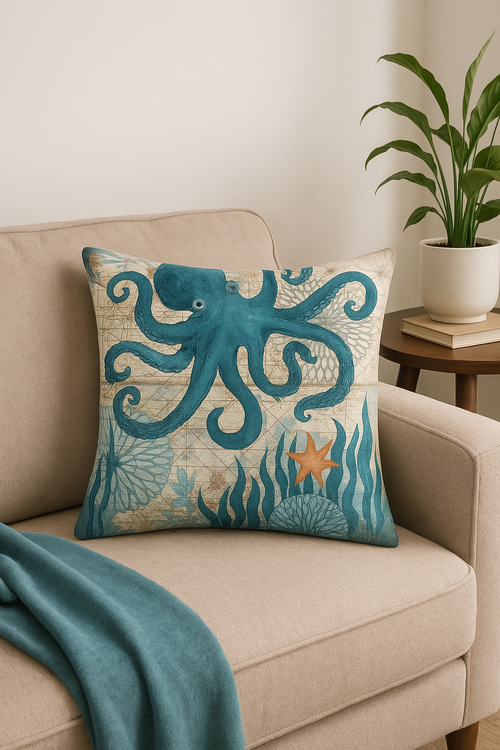 housse de coussin décorative tortue marine pour canapé - vue 2 sur 2
