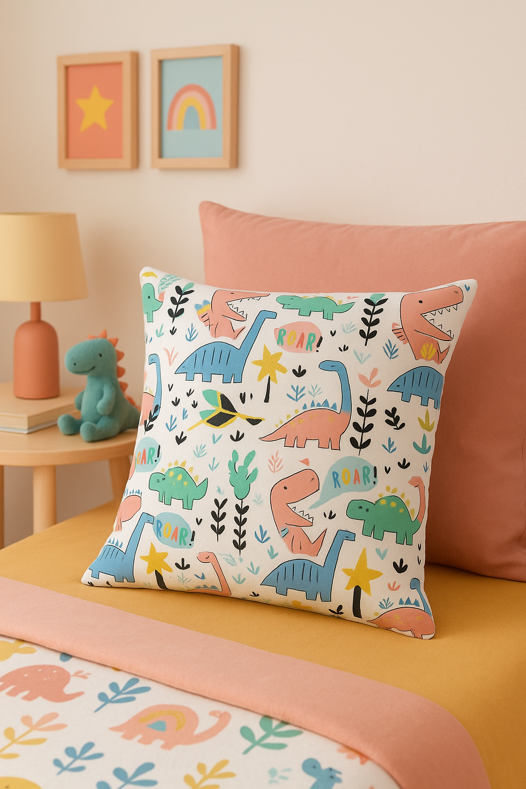 housse de coussin dinosaure mignon pour décoration maison