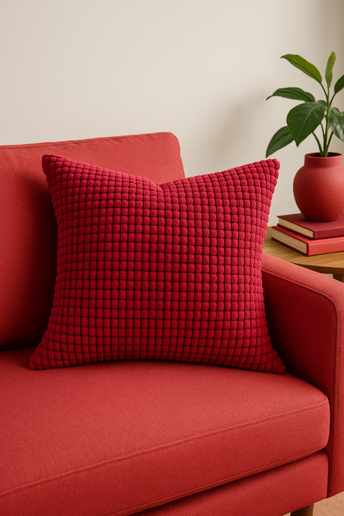 housse de coussin en velours côtelé coloris uni 40 à 70 cm - vue 2 sur 2