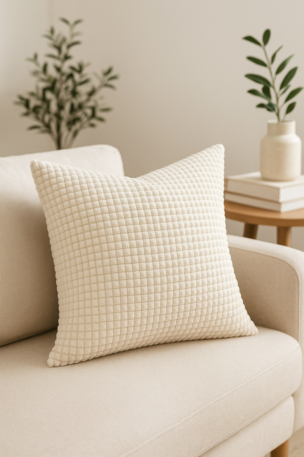 housse de coussin en velours côtelé décoratif pour canapé ou lit