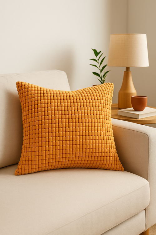 housse de coussin en velours côtelé décoratif pour canapé ou lit - vue 2 sur 2
