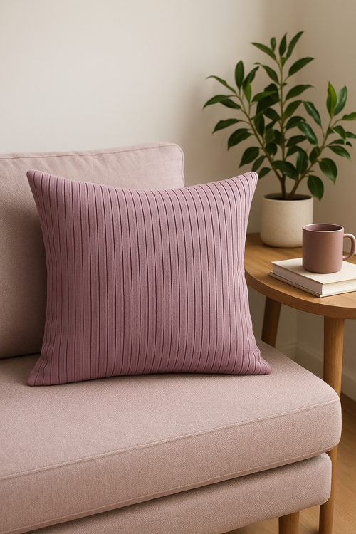 housse de coussin en velours côtelé rayé 45 50 60 cm décor classique - vue 2 sur 2