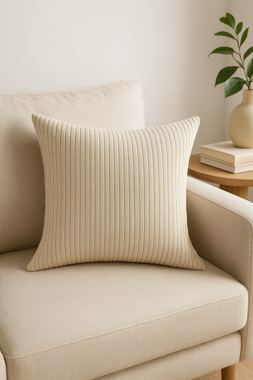 housse de coussin en velours côtelé rayé 45 à 60 cm - vue 2 sur 2