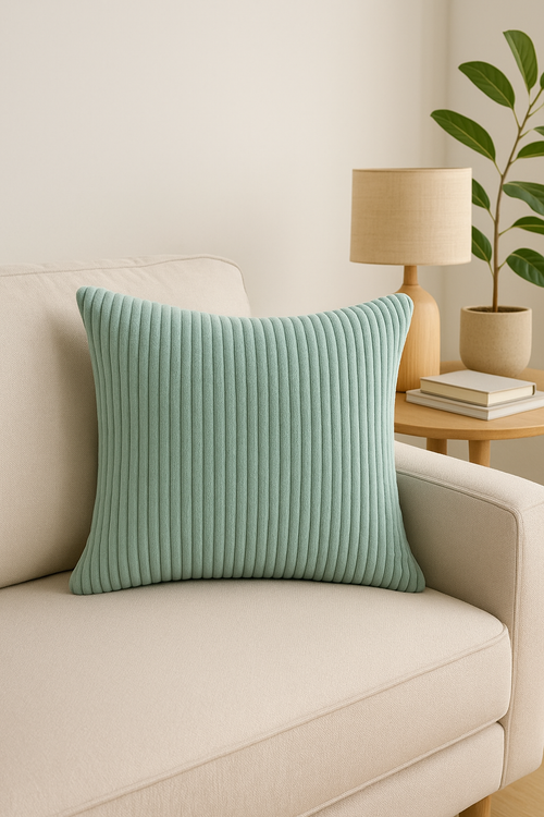 housse de coussin en velours côtelé rayé classique 45 50 60 cm - vue 2 sur 2