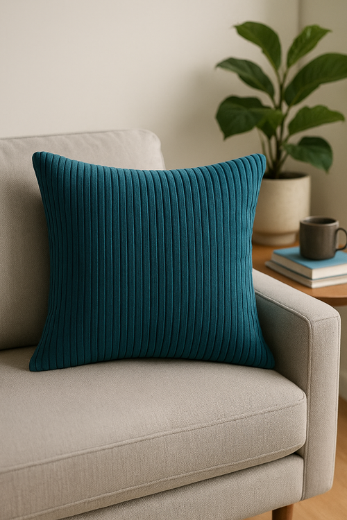 housse de coussin en velours côtelé rayé classique 45 50 60 cm - vue 2 sur 2