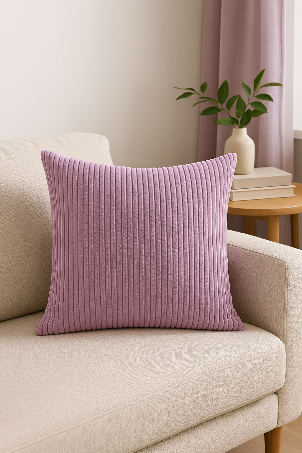 housse de coussin en velours côtelé rayé disponible en plusieurs tailles - vue 3 sur 2