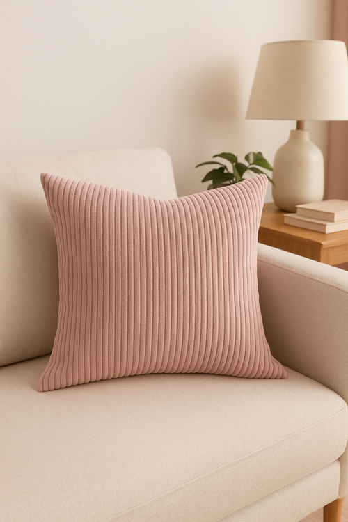 housse de coussin en velours côtelé rayé plusieurs tailles disponibles - vue 2 sur 2