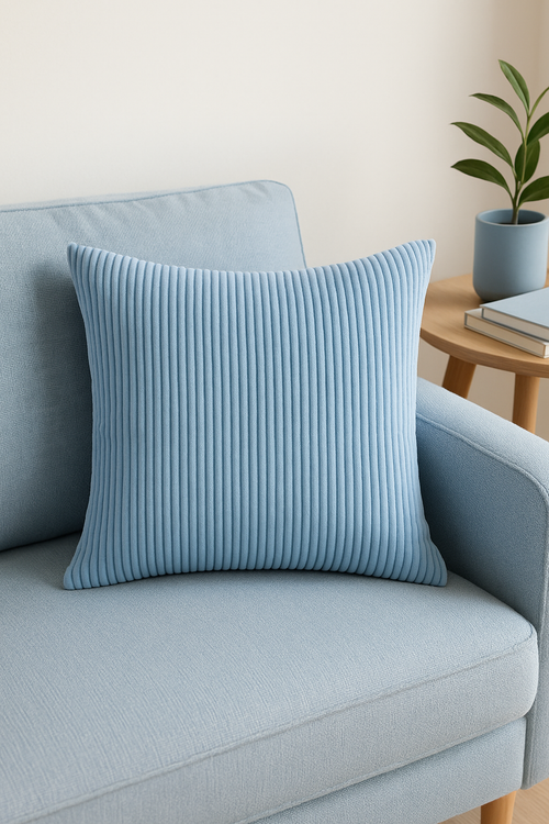 housse de coussin en velours côtelé rayé plusieurs tailles disponibles - vue 2 sur 2