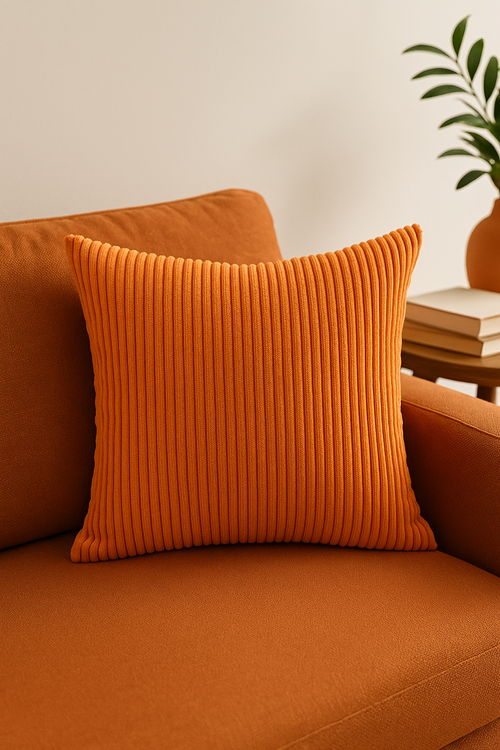 housse de coussin en velours côtelé rayé plusieurs tailles disponibles - vue 2 sur 2