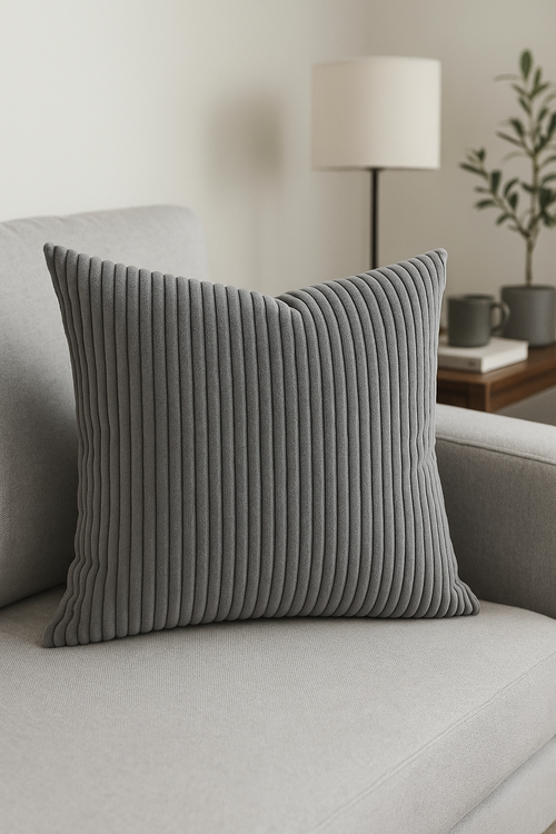 housse de coussin en velours côtelé rayé plusieurs tailles disponibles - vue 2 sur 2